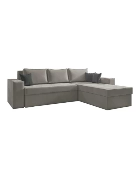 ΚΑΝΑΠΕΣ ΓΩΝΙΑ Fylliana Motion TAUPE ΜΕ ΓΚΡΙ ΜΑΞΙΛΑΡΙΑ 250x180x79εκ