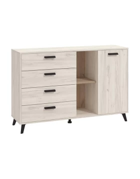 ΚΟΜΟΤΑ-ΜΠΟΥΦΕΣ UMBRIA 3K4F WHITE ΟΑΚ-GREY OAK 137,5x40x90,5εκ f.l.d