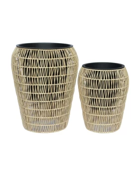 ΣΕΤ ΚΑΣΠΩ 2 ΤΕΜΑΧΙΑ POLY RATTAN Fylliana FL21897 ΦΥΣΙΚΟ ΧΡΩΜΑ 39x50εκ & 30x39εκ.