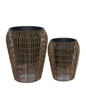 ΣΕΤ ΚΑΣΠΩ 2 ΤΕΜΑΧΙΑ POLY RATTAN Fylliana FL21897 ΚΑΦΕ ΧΡΩΜΑ 39x50εκ & 30x39εκ