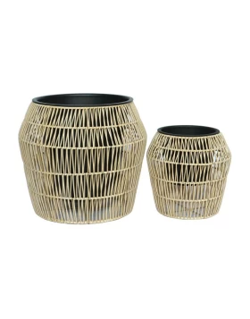 ΣΕΤ ΚΑΣΠΩ 2 ΤΕΜΑΧΙΑ POLY RATTAN Fylliana FL22157 ΦΥΣΙΚΟ ΧΡΩΜΑ 42x38εκ & 28x28εκ