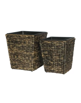 ΣΕΤ ΚΑΣΠΩ 2 ΤΕΜΑΧΙΑ POLY RATTAN  Fylliana FL21587  ΜΠΕΖ-ΚΑΦΕ ΧΡΩΜΑ 36x40εκ & 30x35εκ